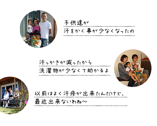 子供達が汗をかく事が少なくなったの 汗っかきが減ったから洗濯物が少なくて助かるよ 以前はよく汗疹が出来たんだけど、最近出来ないわね~